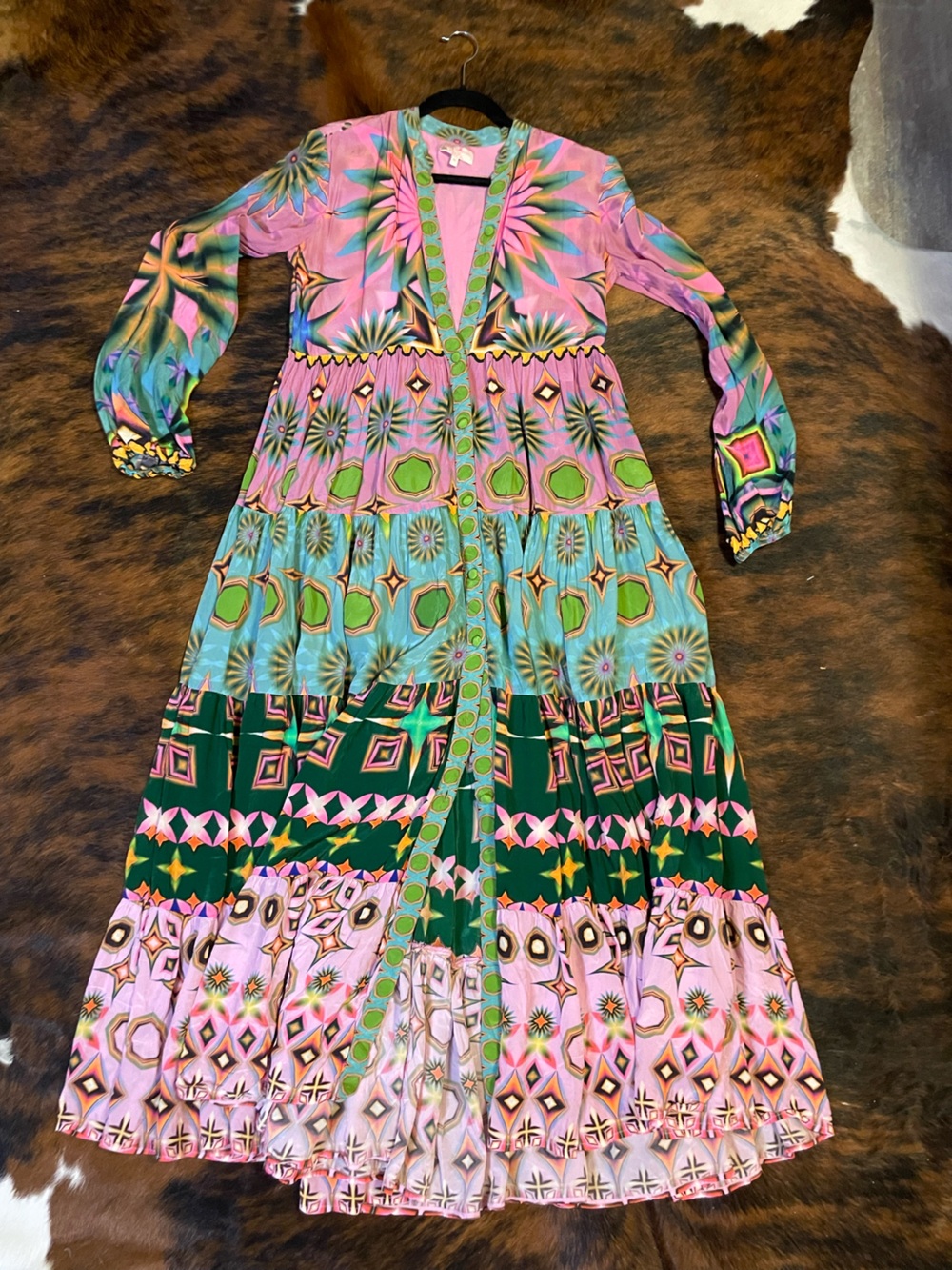 Siddhartha Bansal Mixed Print Button Front Maxi Dress - Picture 7 of 9